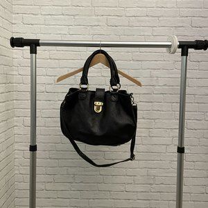 linea pelle black leather handbag
